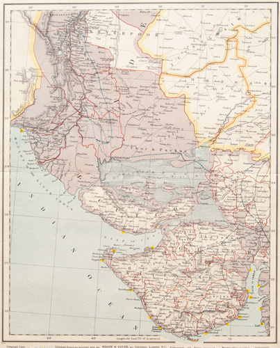 India antique map 1884-1887